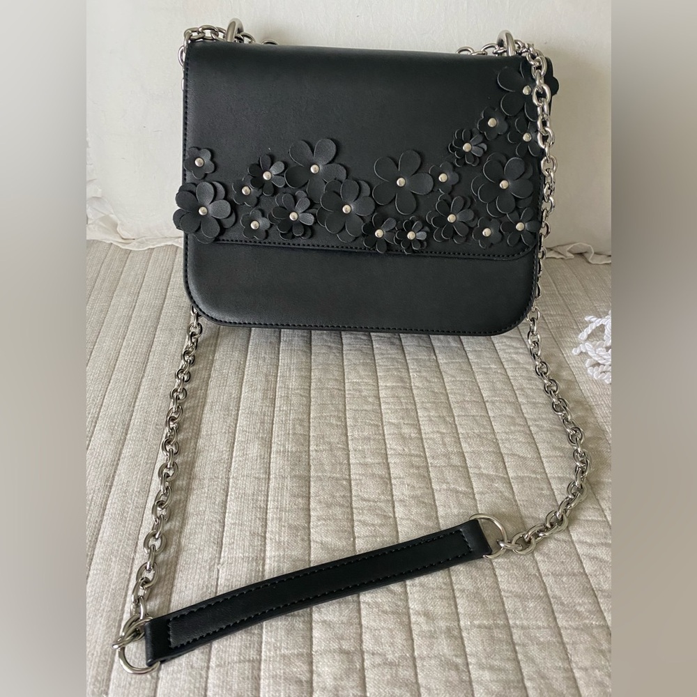 Black Floral Chain Bag